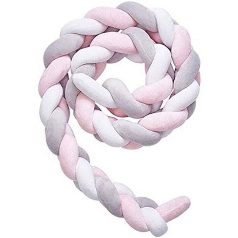 Tour de lit tressé 3M coleur de Blanc Gris Rose Tour de lit bébé - Gabrielle