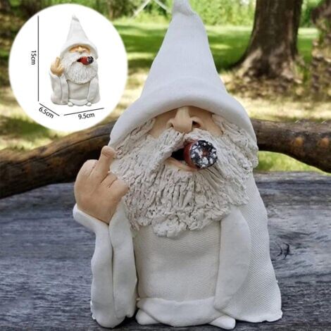 GABRIELLE Weatherproof Resin Garden Gnome, 15 cm, Indoor or Outdoor Decoration, Smoke