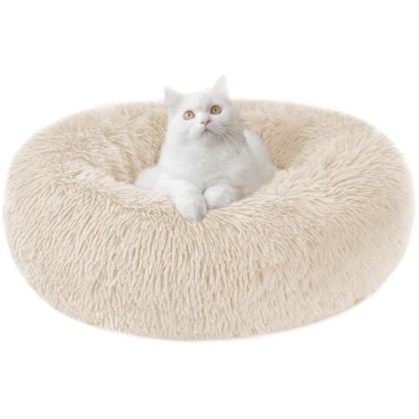 TUMALAGIA GABRIELLE Weiches, rundes Hunde- und Katzenbett – beruhigendes Anti-Stress-Plüschkissen für Katzen und Hunde, bequemes waschbares Donut-Bett für Katzen, kleine mittelgroße Hunde (geeignet für Katzen u