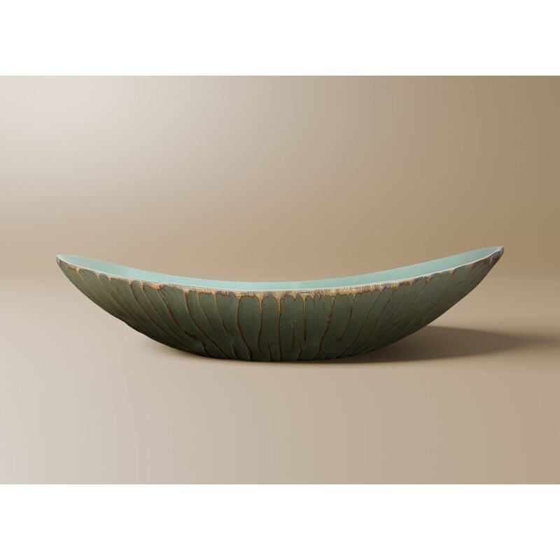 Gaby - Coupelle ovale en polyrésine vert et doré 35 cm gaby