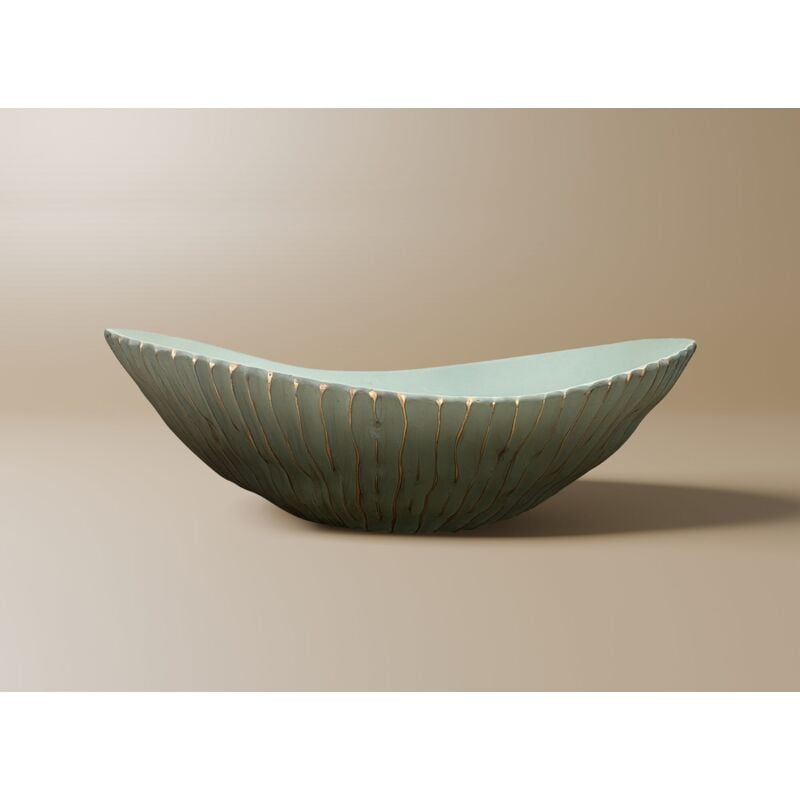 Deco In Paris - gaby - Coupelle ovale en polyrésine vert et doré 40 cm gaby