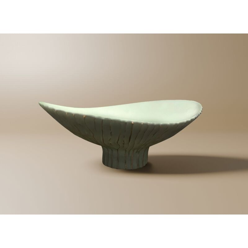 GABY - Coupelle ovale en polyrésine vert et doré 46 cm GABY