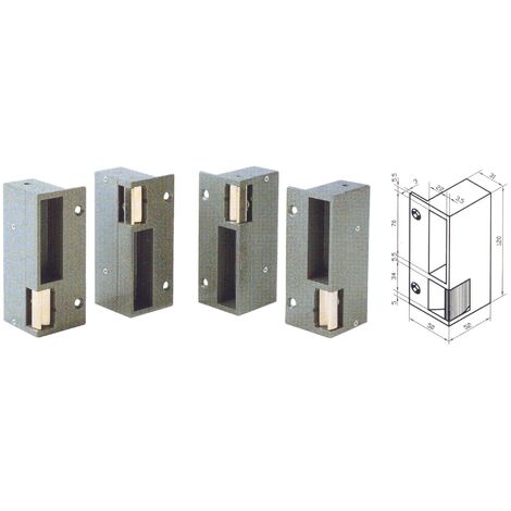 Gâche électrique en applique droite tirante - aluminium pour serrures verticales