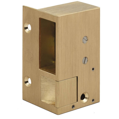 Gâche applique en bronze double empennage - METALUX - Pour serrure horizontale - demi-tour en bas - à émission - Droite tirant