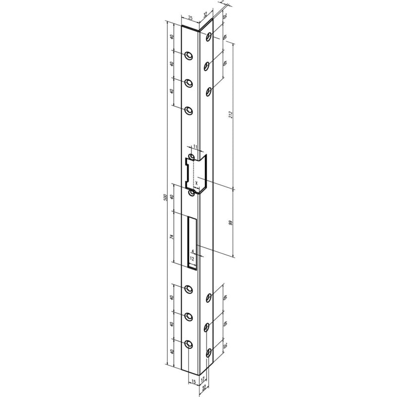 Gâche de sécurité 312 L.500mm S.3mm sta poli galv. din l - -31244 - Assa Abloy