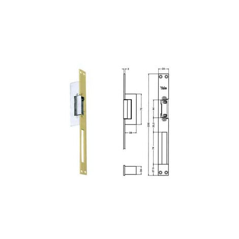 Gâche électrique 67F0 - 25 cm acier finition dorée (Y67F0508)
