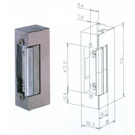 Gâche électrique à rupture SPE7 - EFF-EFF Argent 28 75 20,5 28