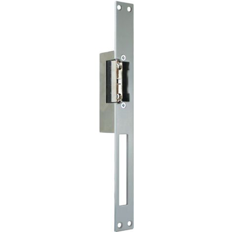 Gâche électrique encastrable passage de serrure droite-gauche – Loquet de déverrouillage – Compatible avec serrures encastrées – Métal argenté – Europe Automatismes