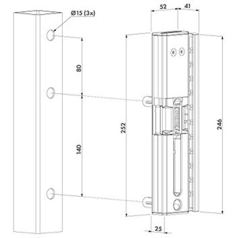 Gâche électrique extérieure en applique pour Forty, Fifty, Sixty Lock profil à partir de 40mm 12/24 V AC/DC à émission