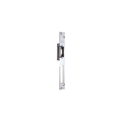Gâche électrique symétrique réversible avec butée 7755.20 - 25 cm en acier laitonné poli (7755.2046)