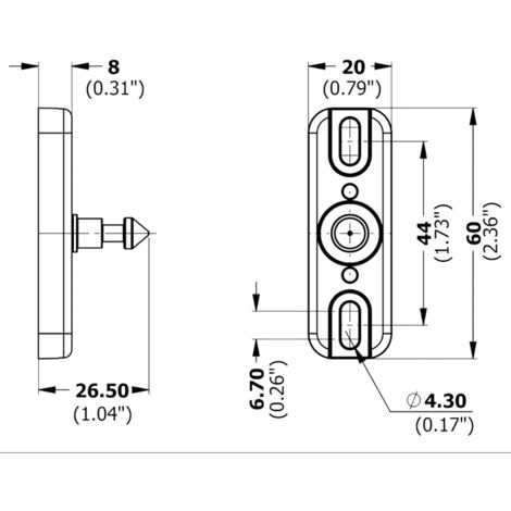 Gâche frontale pour serrure électronique de meuble - Version : B -
