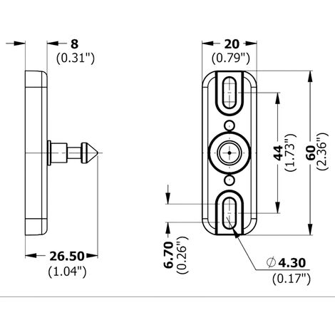 Gâche frontale pour serrure électronique de meuble - Version : B - ITAR