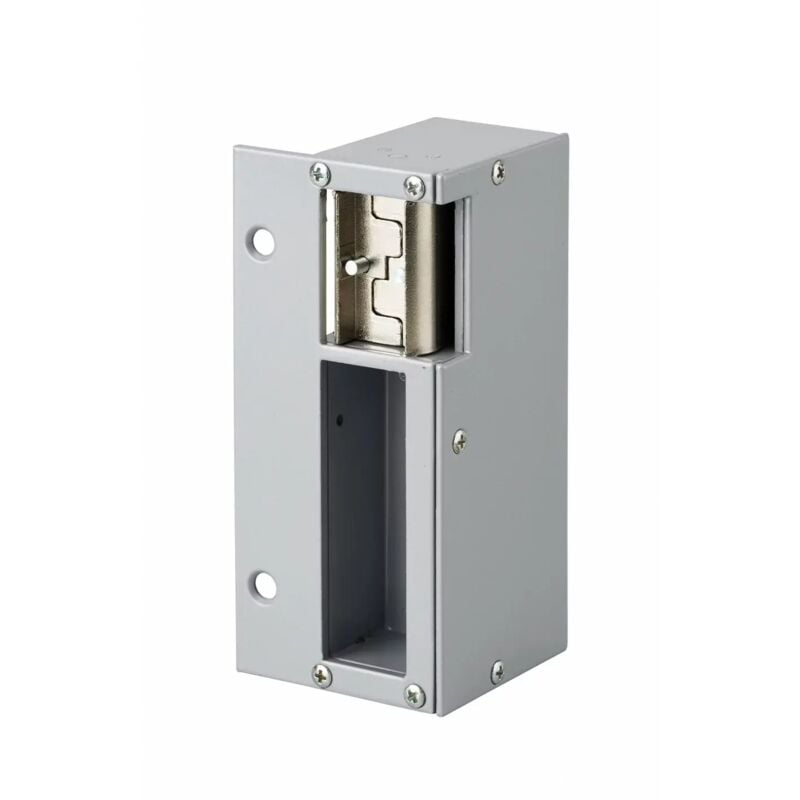 Gâche électrique pour serrure verticale en applique, réversible, 12V, compatible extérieur, gris