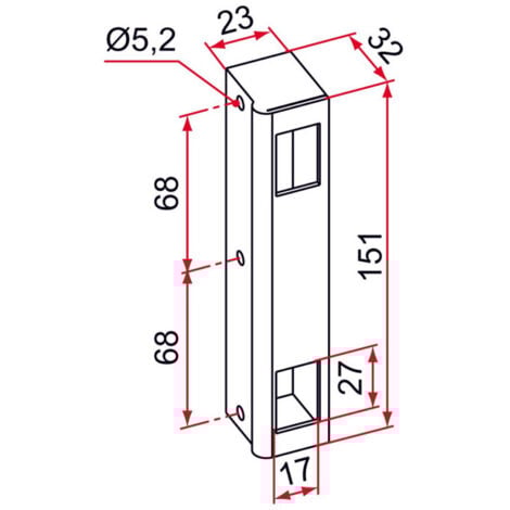 Gâche sans têtière pour serrure en applique à pêne réglable - TIRARD & BURGAUD Noir
