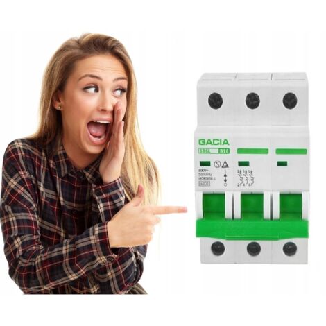 Gacia  Disjoncteur B16 - 16A 3P - Sécurité Électrique - Protection Surtension - Indicateur Visuel