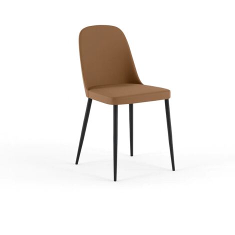 Gaelia, Set di 4 sedie in soft-touch Caramello (52cm X 45cm H. 85cm)  Duzzle