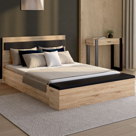 VidaXL Cama Con Somier Y Colchón Gris Oscuro De 140 X 190 Cm, Con