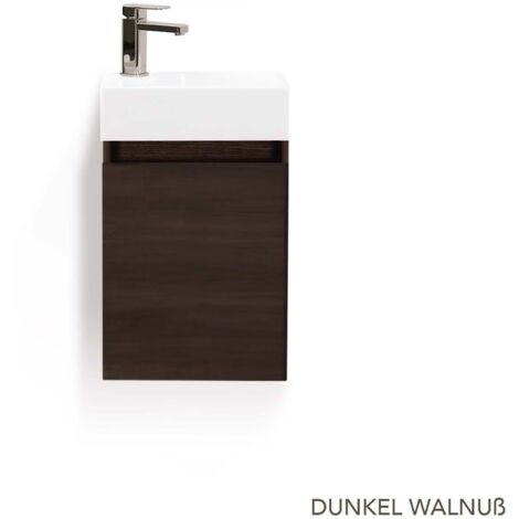 Gäste-WC Badmöbel Waschbecken mit Unterschrank Handwaschbecken:Walnuß dunkel, ohne Spiegel