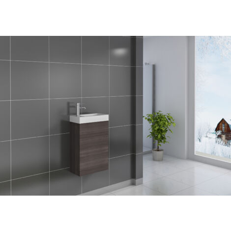 Gäste-WC Waschbecken 40 x 22 cm trüffeleiche Vega