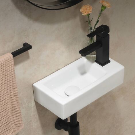 Gäste WC Waschbecken, Waschbecken Klein, Hängewaschbecken Bad, Mini Waschbecken Keramik, Hahnloch Rechts