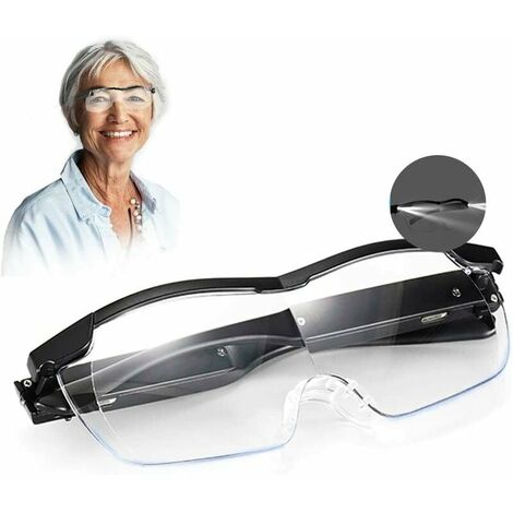 Gafas de Lectura LED Lupas con 2 LEDs, Lente USB 1.6 veces (250 grados) anti-azul, Todo Trabajo de Precisión, Reparaciones, Costura, Relojería y Manualidades
