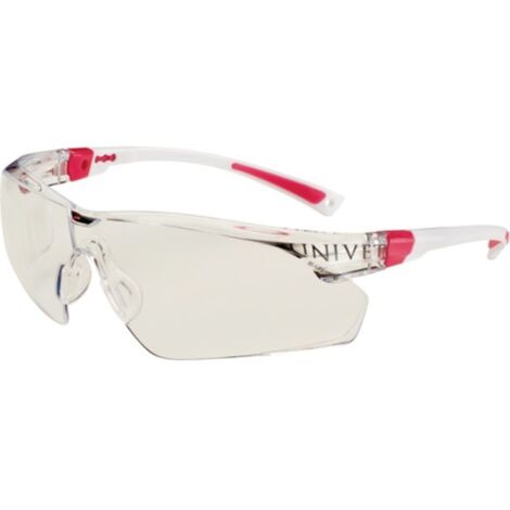 Gafas de seguridad 506 UP EN 166.EN 170 varillas blanco rosa, lente transparente PC UNIVET