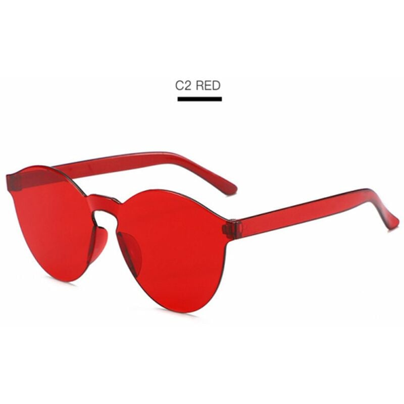 

Gafas de sol de color caramelo transparentes de una sola pieza sin montura de estilo occidental para hombres y mujeres,rojo
