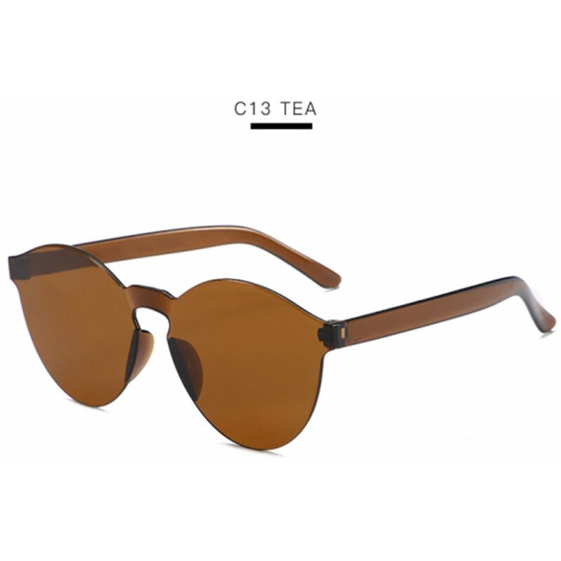 

Gafas de sol de color caramelo transparentes de una sola pieza sin montura de estilo occidental para hombres y mujeres,Marron oscuro
