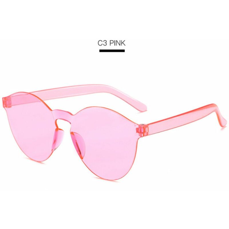 

Gafas de sol de color caramelo transparentes de una sola pieza sin montura de estilo occidental para hombres y mujeres,Rosado