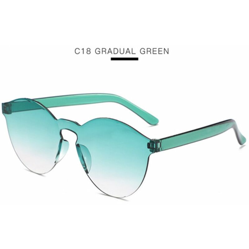 

Gafas de sol de color caramelo transparentes de una sola pieza sin montura de estilo occidental para hombres y mujeres,El verde degradado