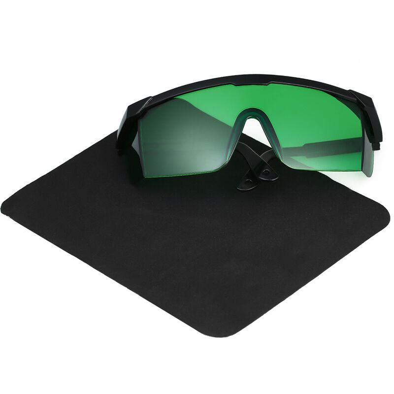 

gafas KKmoon, 200-450nm longitud de onda de proteccion, pelicula verde y una gafas marco negro, gafas de seguridad industriales con gafas de tejido