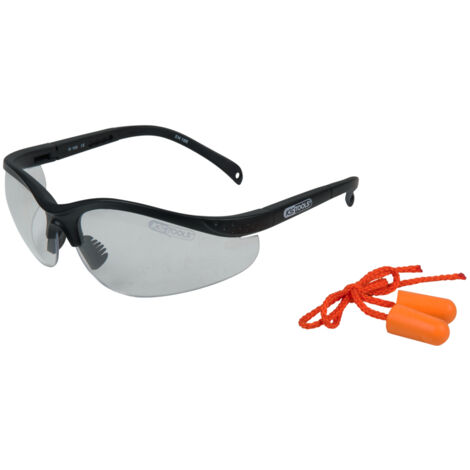 Gafas protectoras - transparentes con tapones para los oídos,
