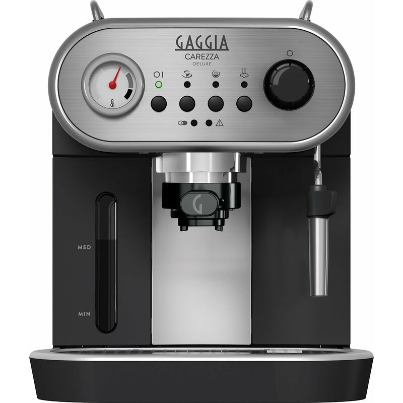 Image of Gaggia RI8525/01 Carezza Deluxe, Macchina da Caffè Espresso Manuale per Macinato e Cialde, Grigio/Nero, 1900W, 100% Made in Italy