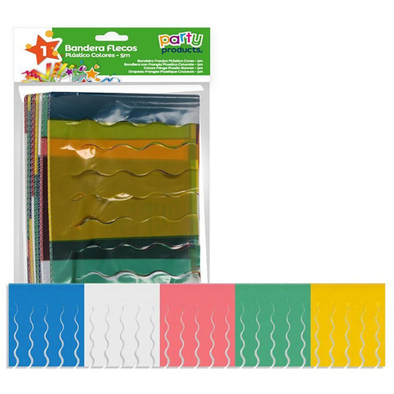 Image of European Tools - prodotti per feste con bandiere con frange in plastica multicolore