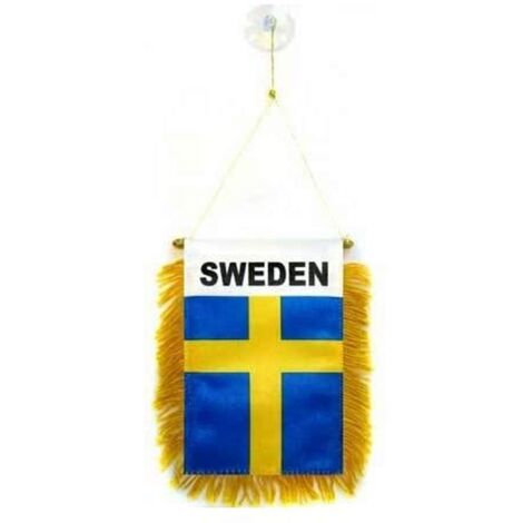 Gagliardetto SVEZIA 15x10cm con ventosa - BANDIERINA per auto SVEDESE 10 x 15 cm - AZ FLAG