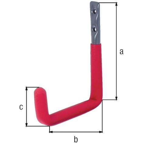 GAH 802189 Wandhaken U-Form Rotgummi Ausladung 153 mm Stahl roh verzinkt Höhe 21