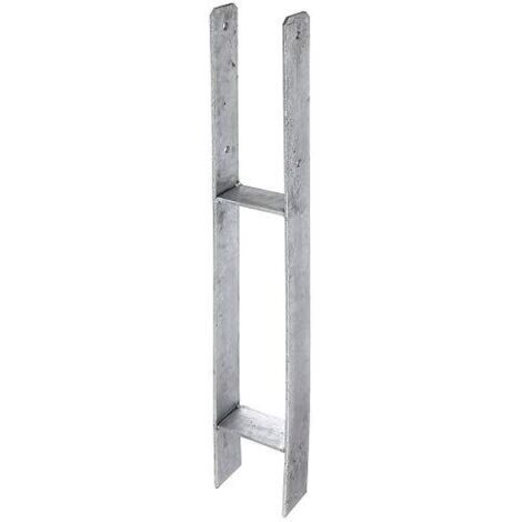 GAH-Alberts 219949 Staffa porta palo ad H, altezza totale: 800 mm, spessore: 6 mm, ampiezza utile: 111 mm