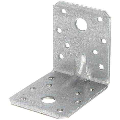 GAH-Alberts 330354 Squadretta di giunzione angolare rinforzata con nervatura di rinforzo, Acciaio, 70 x 70 x 55 mm / 50 pz