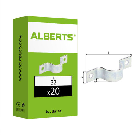 GAH Alberts Collier de serrage L 109 x l 25 x H 36 mm Acier galv. jaune zingué p. Tubes 31,8 mm 1 1/4" - 216641