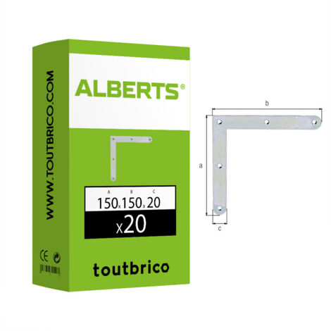 GAH Alberts Equerre d'angle L.150 x 150 mm l.20 mm Acier galvanisé jaune - 339746
