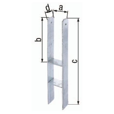 GAH Alberts H-Pfostenträger ETA-10/0210 121x300x600x60mm STA roh TZN - 203948