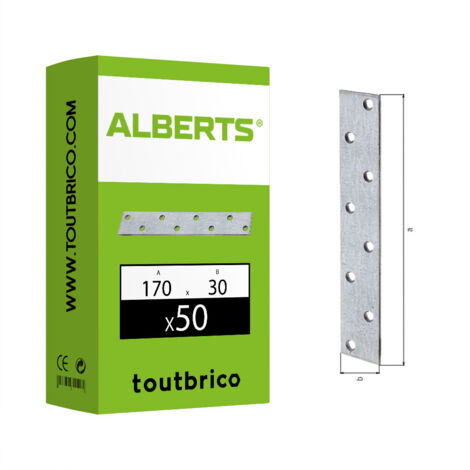 GAH Alberts Raccord plat L 170 mm L 30 mm S 3 mm Acier galvanisé sendzimir - 333904