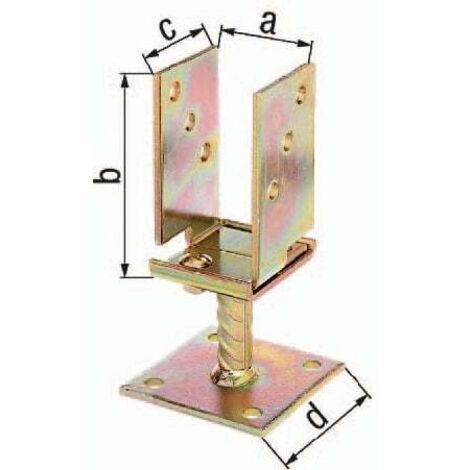GAH Alberts Support de poteau en U ( 8002651500 ) 71 - 131x110x70x100mm réglable en largeur, à visser