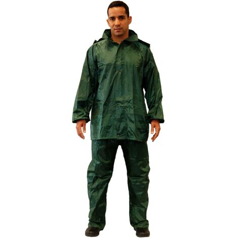 Gahibre Tuta da acqua completa  Impermeabile pieghevole e leggero  Tuta impermeabile da lavoro  Set impermeabile completo  Colore verde, taglia XXL