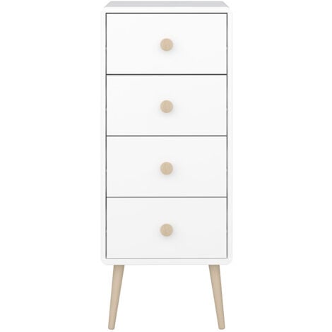 EBUY24 Gaia commode 4 tiroirs blanc.