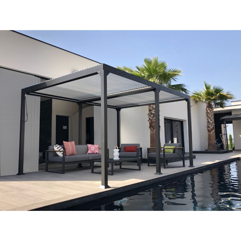 Gaia - Pergola Bioclimatique Autoportante Lames Aluminium 3X4M