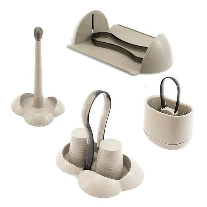 Image of Belli E Forti - gaia set da cucina 4 pezzi in plastica tortora