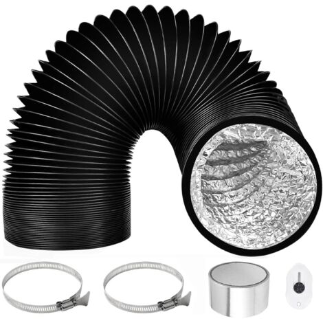 Gaine De Ventilation - 100 Mm X 3 M - Aluminium Flexible - Pour Climatisation Et Extracteur - Noir