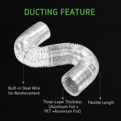 [Gaine de Ventilation] Gaine flexible aluminium 4" PVC 5m Gainage double 2 brides Sèche-linge HVAC protection 4 couches étanche