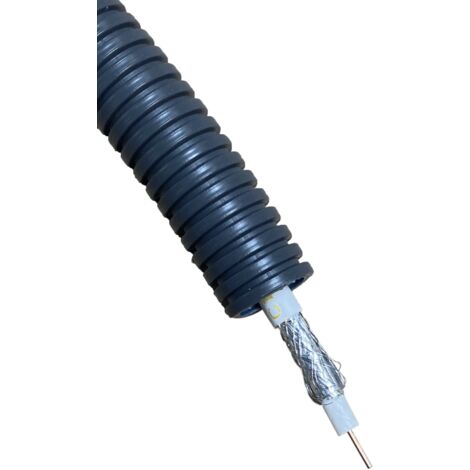 Gaine électrique préfilée 25 mètres diam 25mm avec un câble TV coaxial intérieur classe B  - PREFA ELEC